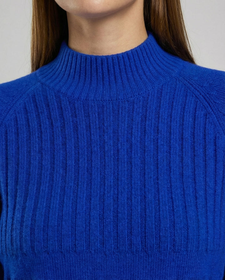 Ribbed Women's Sweater High Collar