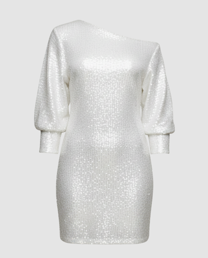 Shiny One Shoulder Mini Dress