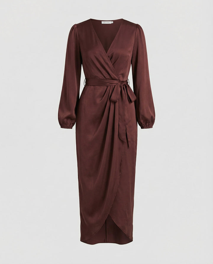 Elegant Wrap Dress Women Midi