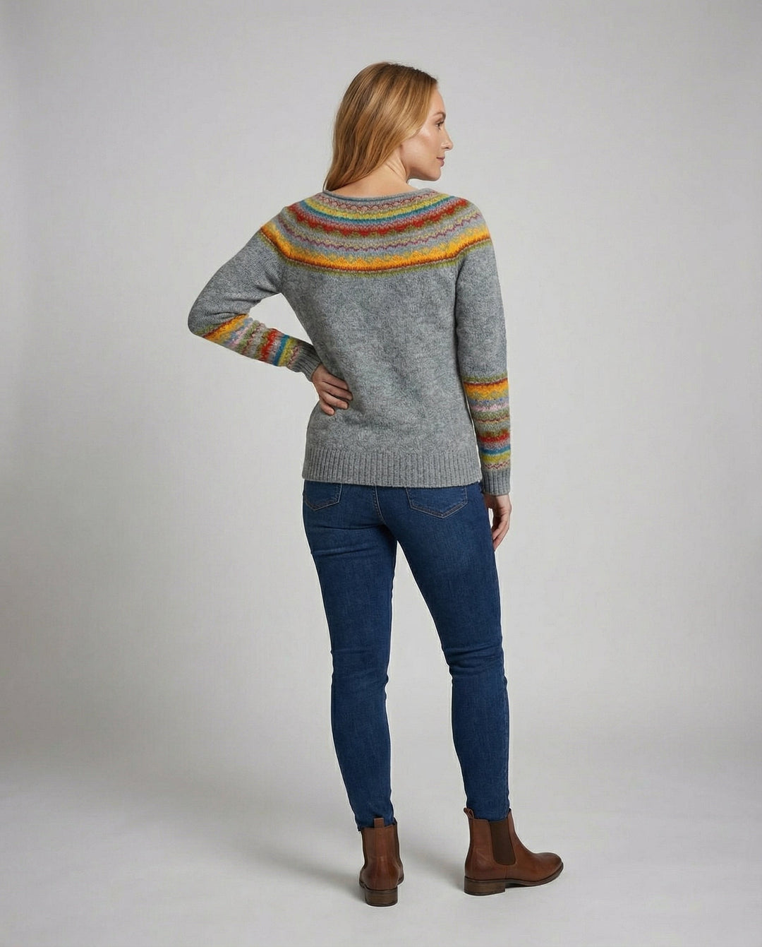 Retro Print Long Sleeve Sweater