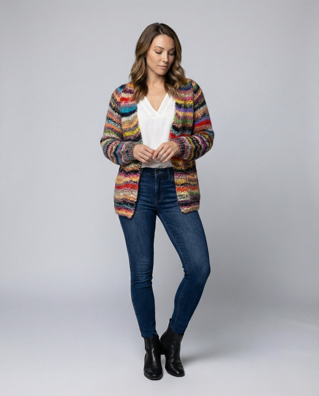 Multicolored Striped Women's Cardigan