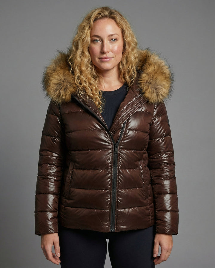 Women's Quilted Jacket Faux Fur Collar