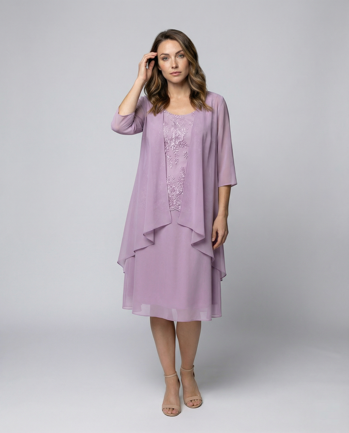Elegant Two-Piece Chiffon Dress for Women