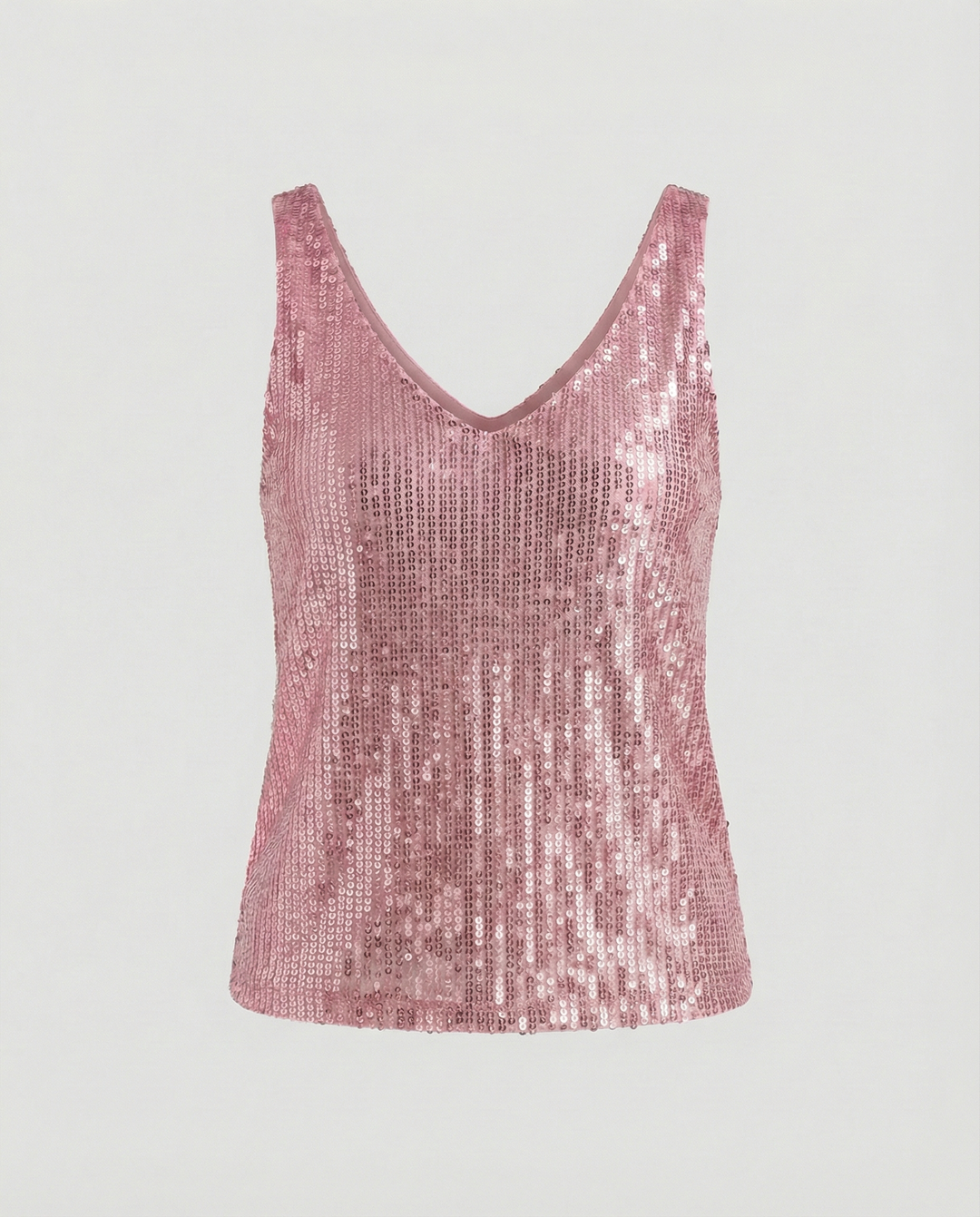 Shiny V-Neck Sequin Top