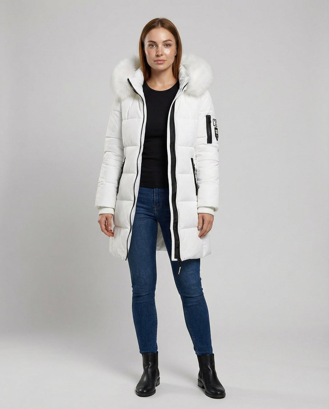 Windproof Ladies Puffer Coat Warm
