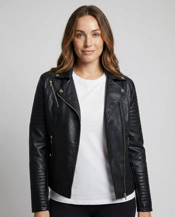 Elegant Faux Leather Jacket Women