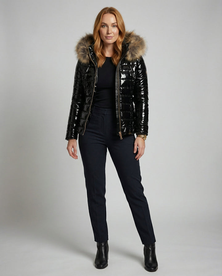 Ladies Fur Hooded Puffer Coat