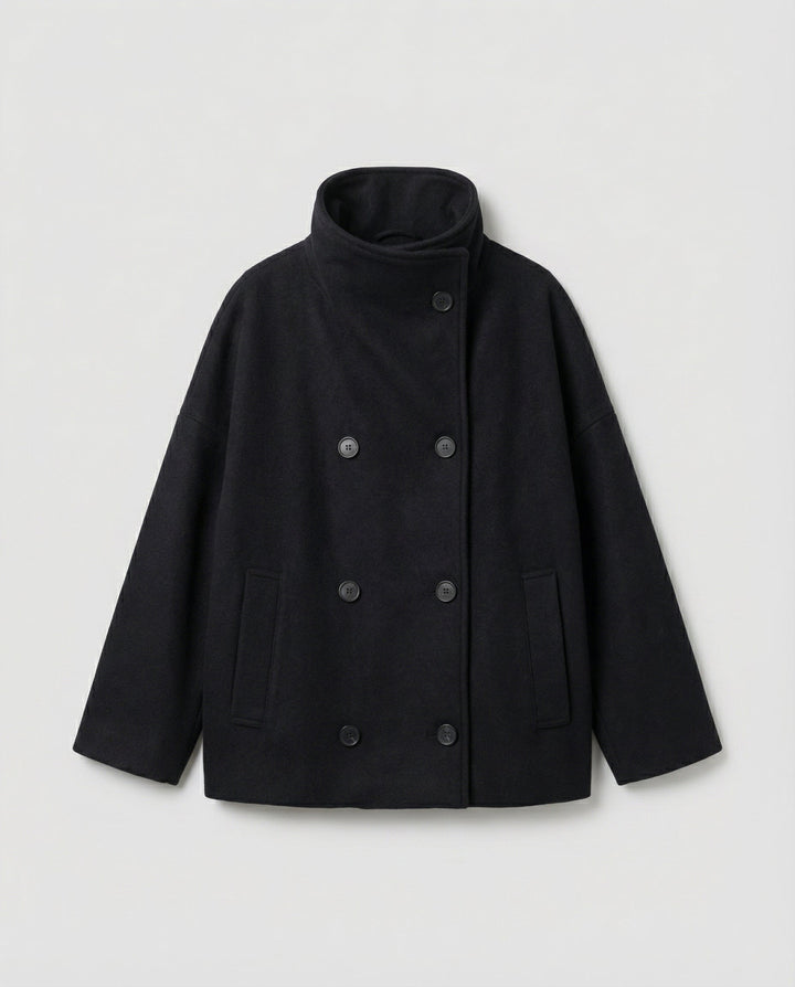 Oversized Wool Coat Women Stand Collar