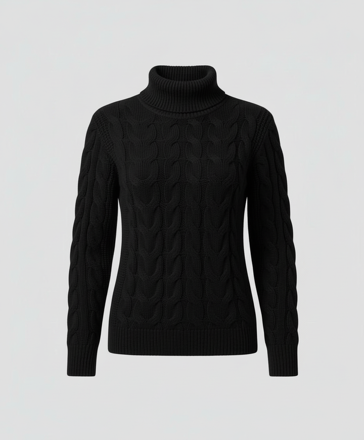 Cable Knit High Neck Sweater Women