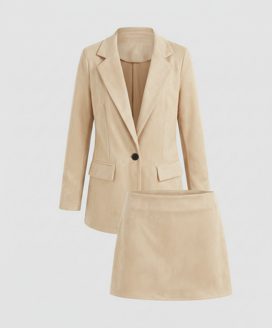 Elegant Wild Blazer Skirt Set