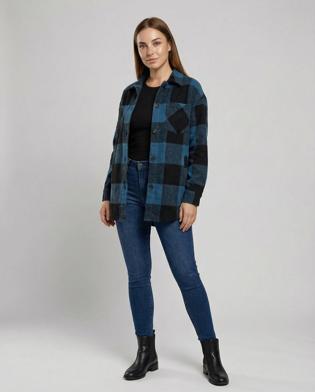 Casual Women's Check Long Blouse