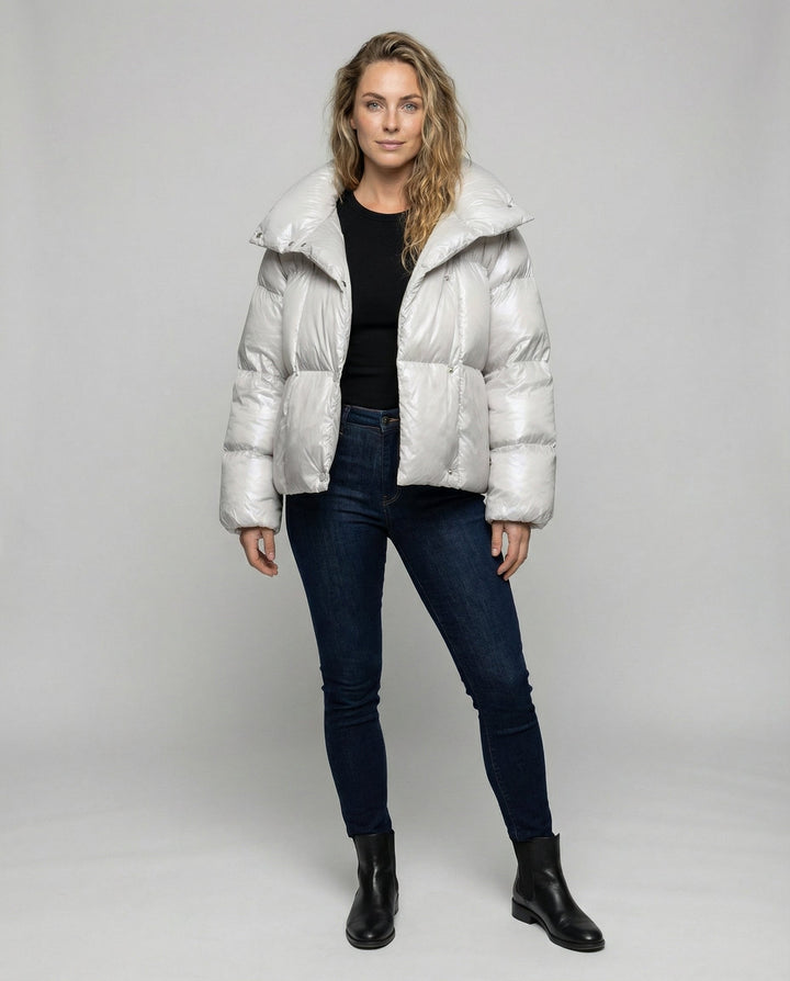 Short down coat women'shood