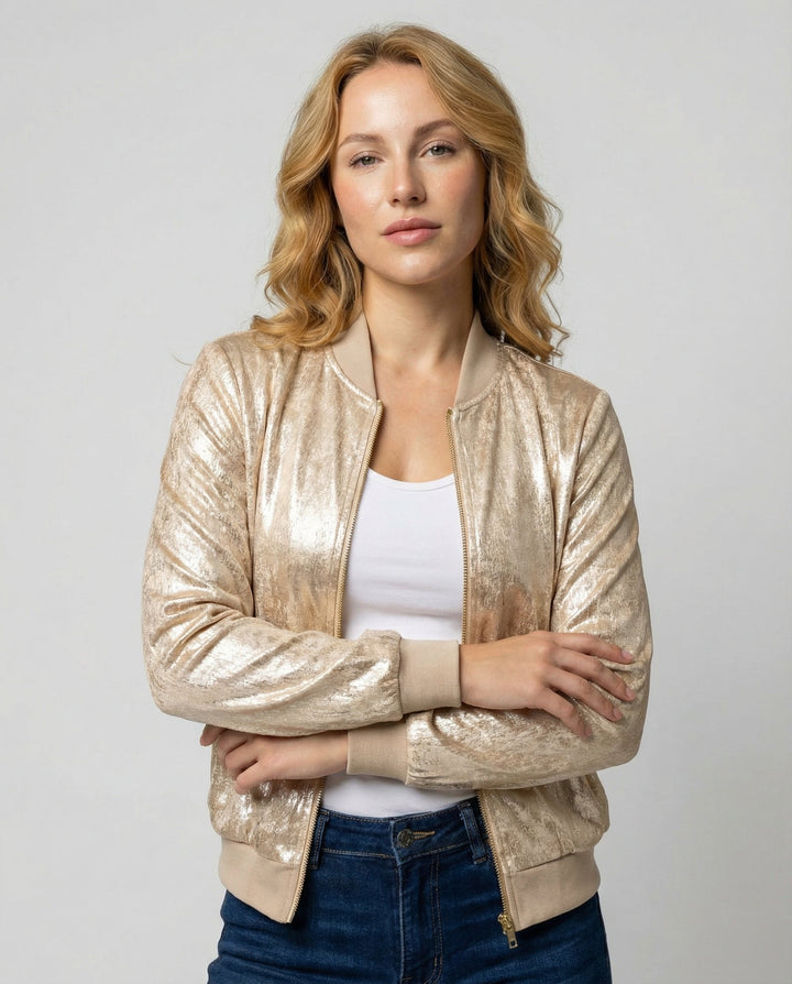 Shiny Bomber Jacket Women