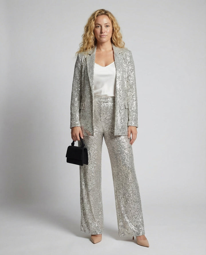 Glittering Elegant Blazer Suit Women