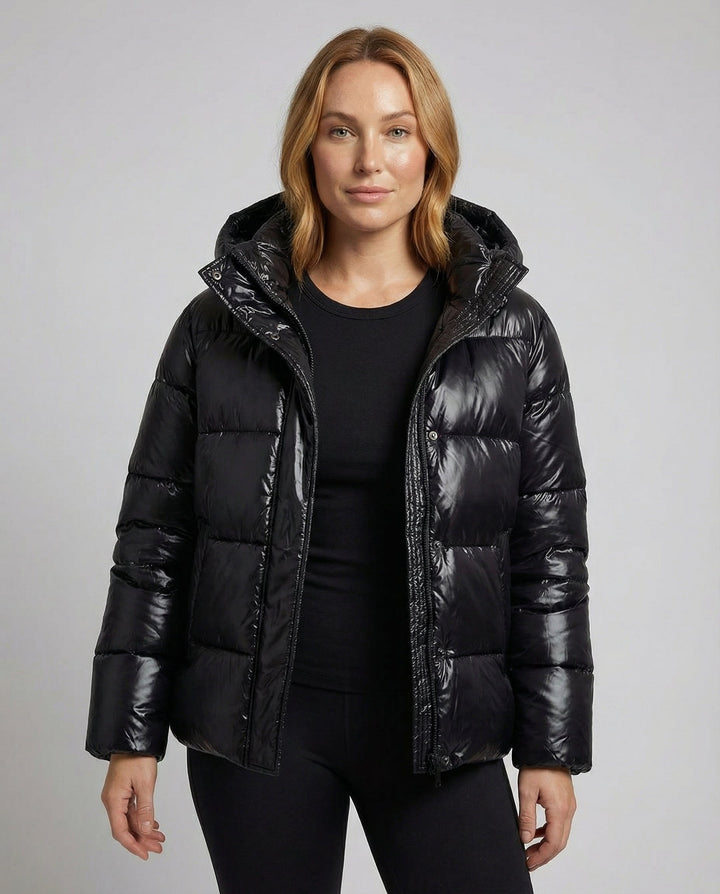 Shiny puffer jacket women