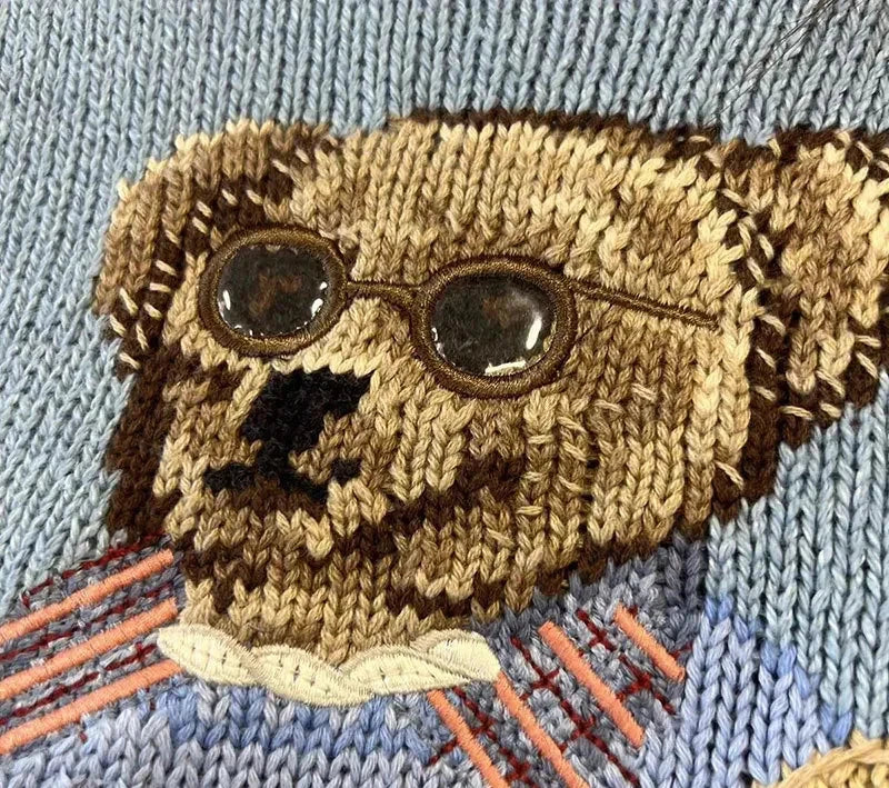 Bear knit sweater women loose
