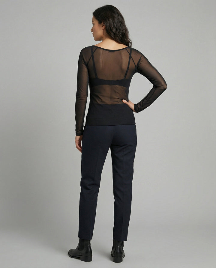 Transparent Mesh Long Sleeve Top